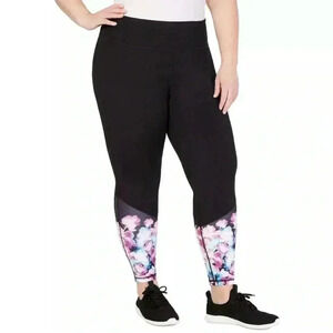 Ideology Floral Detail Ankle Athletic 7/8 Leggings Size 1X